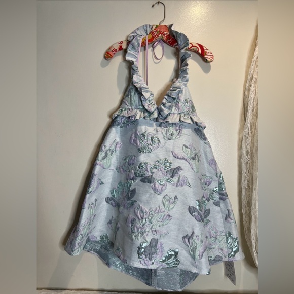 Arianne Elmy Best Friend Cute Metallic Halter 3D Heart Flower Charms Dress XL